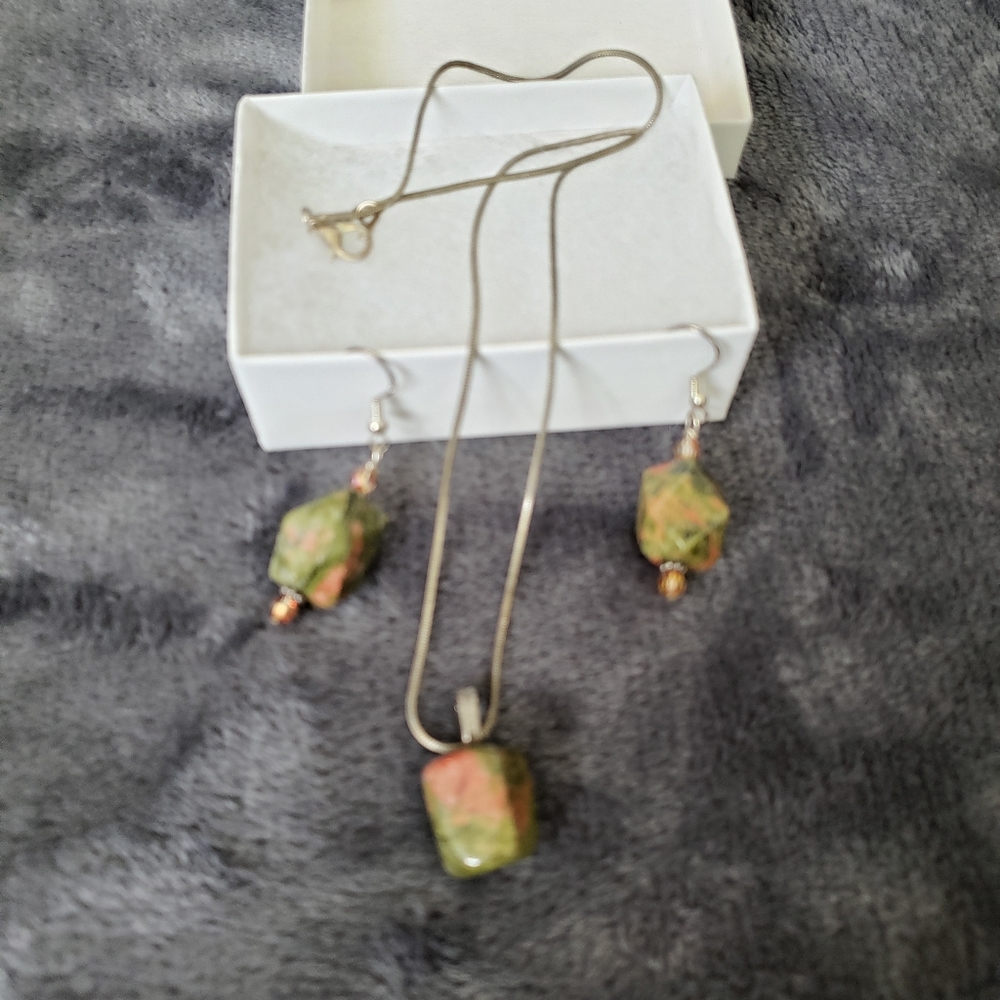 Unakite Necklace and earring set